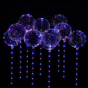 Clear Led Bobo Balloons – 10 Pack LED Light Up Colorful Bobo Balloons, 20 Inches Helium Clear Balloons for Party, Christmas, Wedding, Anniversary, Graduation, Decoration, House Warming, Birthday Party Balloons