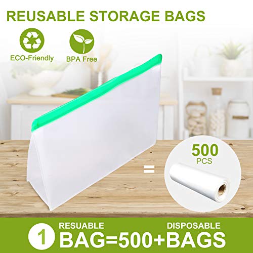 Reusable Ziplock Bags Silicone, 10 Pack Reusable Freezer Bags LeakProof, Seal Reusable Snack Bags for Kids – 2 Gallon + 4 Sandwich + 4 Snack Bags for Food Storage Meat Fruit Cereal | BPA Free | The Storepaperoomates Retail Market - Fast Affordable Shopping