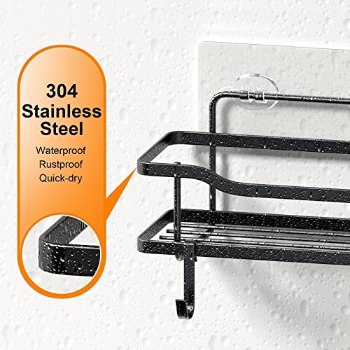 2-Pack Adhesive Shower Caddy, Shower Shelf, No Drilling Rustproof Stainless Steel OMAIRA Shower Organizer for Inside Shower & Kitchen Storage (Matte Black) | The Storepaperoomates Retail Market - Fast Affordable Shopping