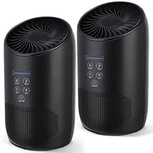 HEPA Air Purifiers, 2 Pack Black, Air Purifiers for Home Bedroom, Smoke Air Cleaner with Fragrance Sponge, Ultra Quiet HEPA Air Purifier 99.97% Effectively Rem0ve Air Pollutants