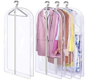 AOODA 40″ Clear Garment Bags for Hanging Clothes Transparent Suit Bags for Closet Storage Coat Cover Protector for Sweater, Jacket, 4 Packs
