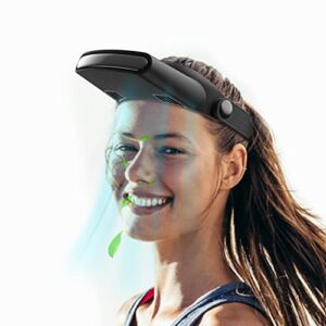 2022 Newly Portable Fan, VLOXO Hands Free Bladeless Fan Wearable Cooling Head Fan with Visor, Leafless Personal Fan USB Rechargeable 3 Speed Adjustable Fan for Travel, Hiking, Camping Unisex (Black)