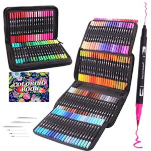 132 Drawing Markers Brush Pens, Calligraphy Pens Brush Markers for Adult Coloring Books Calligraphy Drawing Sketching