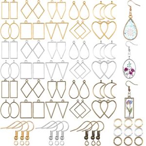 180 Pieces Open Bezels for Resin Jewelry Making Kit Hollow Frame Pendants Resin Craft Bezels Assorted Geometric Frame Charms for Resin Casting Necklace Earring