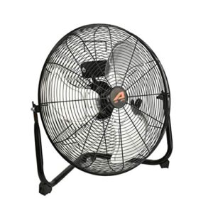 Aain® A010 20” High Velocity Floor Fan, 3 Speed Settings, 6000 CFM black Industrial Metal Fan for Industrial, Professional Shop Garage