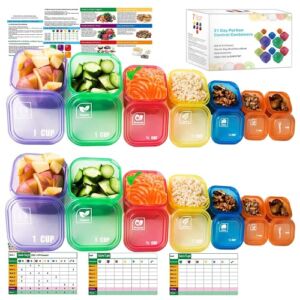 Lanfubiao Portion Control Containers for Weight Loss -（14-Piece）+Free eBook 21-Day Fixed Cup and Food Plan , Perfect Meal Prep Container