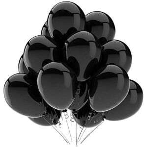 Black Balloons Latex Party Balloons – 50 Pack 12 inch Helium Matte Black Balloons for Wedding Graduation Baby Shower Birthday Party Decorations