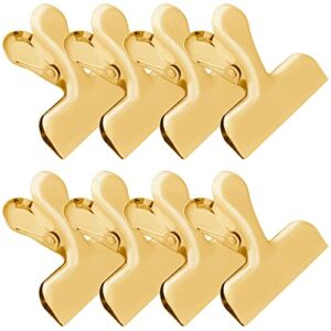 Funfery 8 Pack 3 Inch Stainless Steel Gold Chip Clips Bag Clips Large Clips for Food Packages,Food Clip Kitchen Clips for Snack,Strong Food Clips Snack Clips,Metal Chip Clips Heavy Duty Paper Clamps
