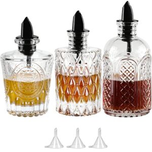 Syrup Bottle Set of 3 – Syrup Dispenser with Leak-Proof Lids Pour Spout Ideal for Coffee Syrups,Honey,Condiments,Olive Oil