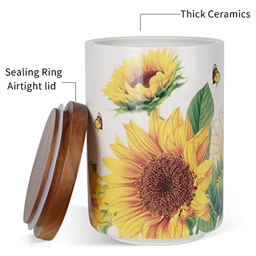 Sunddo Sunflower Ceramic Canister Sets for Kitchen Counter,Tea Coffee Sugar Canister Set with Bamboo Lid Set of 3 | The Storepaperoomates Retail Market - Fast Affordable Shopping