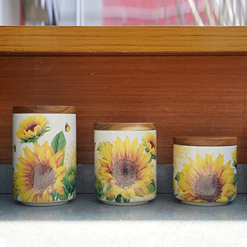 Sunddo Sunflower Ceramic Canister Sets for Kitchen Counter,Tea Coffee Sugar Canister Set with Bamboo Lid Set of 3 | The Storepaperoomates Retail Market - Fast Affordable Shopping