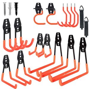 SERPURE 17 Pack Garage Hooks Heavy Duty with Extension Cord Organizer & Bike Hooks, Tool Gifts for Men, Gifts for Dad, Garage Storage Hooks for Hanging Ladders, Bikes and Bulky Items