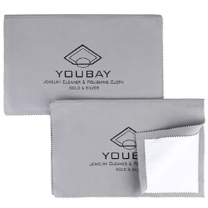 YouBay Pro Size Jewelry Cleaning Cloth & Silver Polishing Cloth, 11” x 14” Jewelry Polishing Cloth for Sterling Silver | Gold | Brass | Platinum, Has Both Cleaning and Polishing Cloth (Grey 2pack)