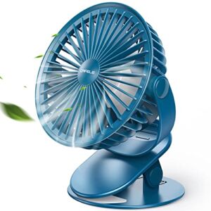 CAFELE 6 Inch Rechargeable Clip on Fan, 4 Speeds 24H Small Fan with Strong Airflow, Clip & Desk Personal USB Fan with Sturdy Clamp – Ultra Quiet Operation for Office, Dorm, Bedroom, Stroller