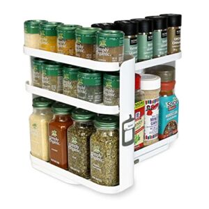 Cabinet Caddy SNAP! (White) | Pull & Rotate Spice Rack Organizer| 3 Snap-In Shelves Adjust for 5 Levels of Storage | Magnetic Modular Design | Non-Skid Base | 8.9”H x 6.1”W x 10.8”D