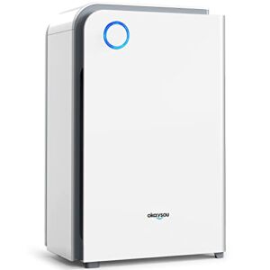 Okaysou Air Purifiers for Home Covers up to 1500 Sq Ft, Air Quality Monitor, H13 True HEPA and Washable Filter 20dB Quiet Air Cleaner Removes 99.97% of Dust, Smoke, Pollen, Dander, Vocs, Odor, White