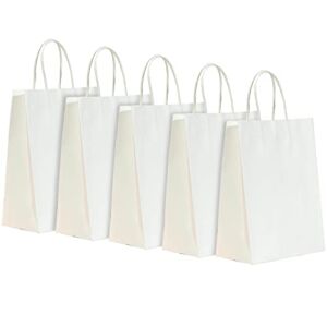 RACETOP White Paper Bags with Handles Bulk,8″x4.5″x10.8″ 50Pcs,Gift Bags Medium Size,White Gift Bags with Handles,Gift Bags Bulk,Retail Bags,Party Bags,Shopping Bags,Merchandise Bags