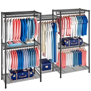 Raybee Clothing Racks for Hanging Clothes Heavy Duty Clothes Rack 830 LBS Capacity Metal Clothing Rack Heavy Duty Freestanding Hanging Clothes Rack with Shelves 74.8”Wx17.7”Dx76.8”H Black