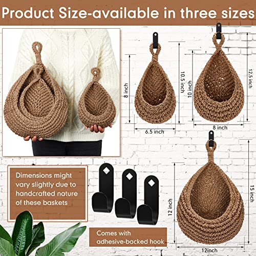 Hanging Wall Basket Teardrop Hanging Baskets Hanging Onion Basket Coat Bohemian Storage Fruit Wall Hooks for Kitchen Wall Home Restaurant Storage Garlic Vegetable Wall Planters, 3 Sizes (Linen) | The Storepaperoomates Retail Market - Fast Affordable Shopping