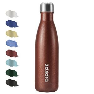 BJPKPK Insulated Water Bottles 17oz, Leak Proof Stainless Steel Water Bottle keeps Cold for 24H and Hot for 12H, BPA Free Kids Water Bottle-Brick Red