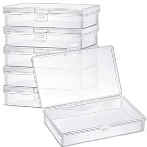 6 Pieces Mini Plastic Clear Beads Storage Containers Box for Collecting Small Items, Beads, Jewelry, Business Cards, Game Pieces, Crafts (5.2 x 3 x 1.2 Inch)