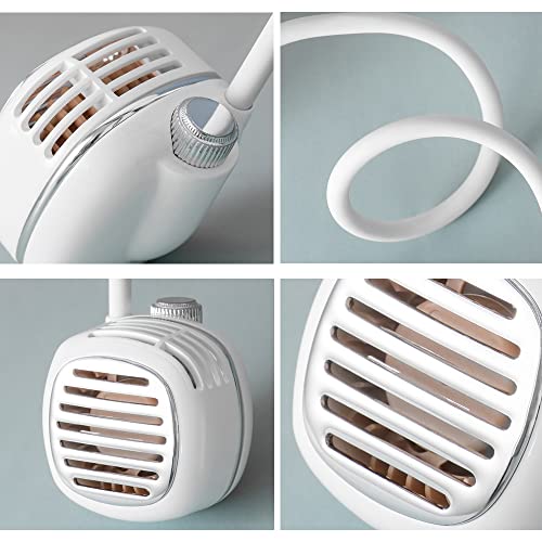 Portable Neck Fan Stepless Speeds Wearable Personal Fan Hands Free Bladeless Fan Rechargeable Battery Operated USB Fan 360° Cooling Fan Around Neck for Outdoor, Travel, Home,Office (White) | The Storepaperoomates Retail Market - Fast Affordable Shopping