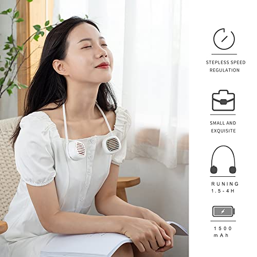 Portable Neck Fan Stepless Speeds Wearable Personal Fan Hands Free Bladeless Fan Rechargeable Battery Operated USB Fan 360° Cooling Fan Around Neck for Outdoor, Travel, Home,Office (White) | The Storepaperoomates Retail Market - Fast Affordable Shopping