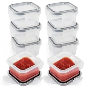Amytalk Mini Salad Dressing Containers Reusable Plastic Sauce Containers Small Sauce Condiment Cups with Lid for Lunch Box Picnic Travel (Black)