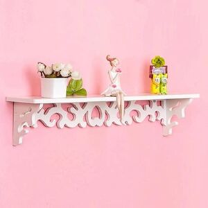Hollow Carved Wooden Shelf Wall Hanging Rack White Home Organizer Decorative Shelves Storage Home Decor