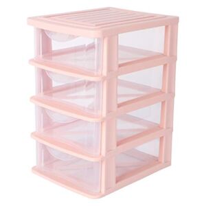 PATKAW Desktop 4 Drawer Organizer, Clear Storage Plastic Drawer Cabinet Dustproof& Closet Storage Case Small Portable Container Box for Makeup, Comestic, Stationery, Sundries