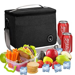 13L Super Large Lunch Bag for Women/Men/Kids/Adult – Insulated Leakproof Lunch Box – Reusable Tote Cooler Bags with Adjustable Shoulder Strap for Work School Office Picnic Hiking(Black)