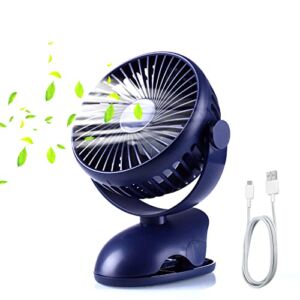 Clip on Fan 5000mAh Battery Operated Portable Small Desk Fan with USB Cord Rechargeable, 6 Inch Personal Cooling Fan 4 Speeds Small Quiet Fan for Baby Stroller Office Gifts