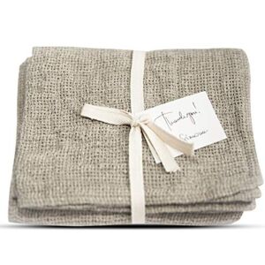 Pure 100% Linen Kitchen Towels – Rough Linen Towels 2-Pack 12″x29″-Inch Checkered Open Weave Kitchen Linens Dish-Cloths or Farmhouse Hand Towel – Quick Drying and Absorbent