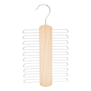 Amazon Basics 20 Bar Wooden Tie Hanger & Belt Rack – Natural, 2-Pack