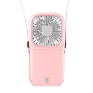 New Upgrade Handheld Fan Small Personal Fan with 3 Speeds Neck Rechargeable Portable Fan Powerful Mini USB Outdoor Fan Quiet Small Desk Fan Free Angle Good for Travel Home Office School – Pink