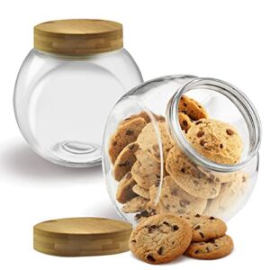 Richro Glass Cookie Jars with Lids – 2 Pack Glass Jars with Lids – Large 75 Ounce Glass Containers Candy Jars with Airtight Bamboo Lid for Cookies, Candies, Cereal, Dry Food, Snacks and More