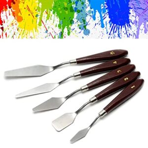 Artist Painting Knives Set – 5 Pieces Painting Knives Stainless Steel Spatula Palette Knife Oil Painting Accessories Color Mixing Set for Oil, Canvas, Acrylic