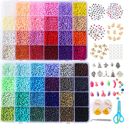 YITOHOP 18800+ pcs 3mm 8/0 48 Colors Glass Seed Beads,Waist Beads Kit,Small Beads Jewelry Making Kits for Girl Age 6 to 9 Year Old Gift DIY Bracelet Necklaces | The Storepaperoomates Retail Market - Fast Affordable Shopping
