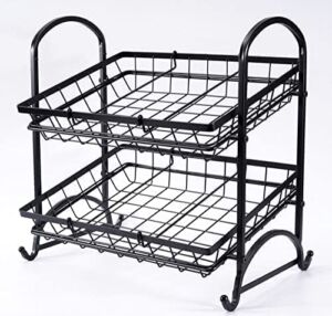 Giftburg Stackable Can Rack Organizer, Angle 2-Tier Tray Display Stand, Fruit Basket Stand, Potato Chip Rack, Multifunctional Can Dipsenser for Storing Canned Snacks Drinks and more, Black