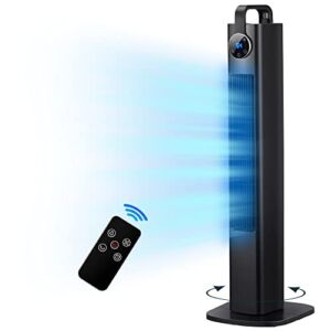 Uthfy Tower Fan with Remote Control, Oscillating Bladeless Fan, 43 Inches, Quiet 3 Speeds, Large LED Display,12H Timer, Standing Floor Fans Whole Room Home Office, Black, One Size, ATF-014L-1