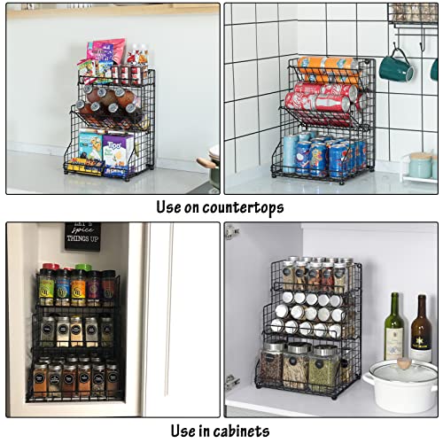 X-cosrack 3-Tier Food Packet Organizer Rack Bins with Adjustable Tilting Design for Pantry Storage,Metal Wire Snack Spice Holder for Kitchen Bathroom Cabinets Countertops | The Storepaperoomates Retail Market - Fast Affordable Shopping