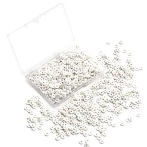 Hiswan 1000pcs Heishi Beads White Polymer Clay Beads for Jewelry Making Bracelets Necklace 6mm