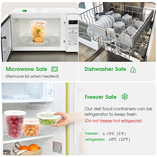 [50 Pack,3 Sizes] Food Storage Containers with Lids, 50 Combo Pack 8oz, 16oz, 32oz Airtight Deli Food Containers w 10 Spoons, BPA-Free Leakproof Takeout Meal Prep Dishwasher, Microwave, Freezer Safe | The Storepaperoomates Retail Market - Fast Affordable Shopping