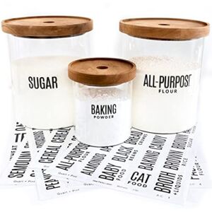 QUART + PINT 165 Modern Kitchen Pantry Labels for Containers. Preprinted Clear Minimalist Stickers with Black Text. Waterproof Vinyl Stickers. Organization Labels for Jars Canisters & Storage Bins.