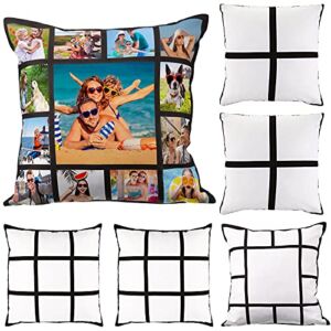 Sublimation Panel Pillow Case Sublimation Pillow Cover Sublimation Polyester Pillow Cover Blank Case Throw Pillow Covers 18 x 18 Inch for Sofa Couch Sublimation Printing, 3 Styles (6 Pieces)