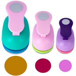 Katfort Circle Punch 3PCS, Paper Punches for Crafting 1.5inch 1inch 0.6inch, Round Shapes Hole Puncher for Crafts Scrapbooking