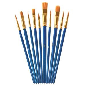 Paint Brushes Set,1 Pack 10 Pcs Nylon Hair Painting Brushes for Acrylic, Oil and Watercolor Paint