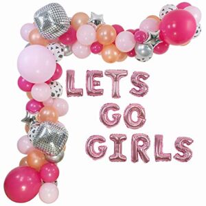 Cowgirl Bachelorette Balloons Arch Garland Kit, 111Pcs Western Disco Bachelorette Party Decorations with 22 Inch 4D Disco Balls 16″ LETS GO GIRLS Foil Balloons 18″ 12″ 5″ Latex Balloons Decors for Last Disco Party Bridal Shower Western Cowgirl Party Decor