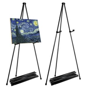 CertBuy 2 Pack 63″ Folding Easels Steel Black Easel Stand Tripod Easels for Display Adjustable Instant Easel Arts & Crafts Easels Stand for Wedding Sign Painting Pictures Poster