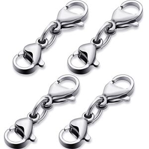 Double Lobster Clasp Extender Double Claw Connector Bracelet Extension Clasp Small Bracelet Extender Necklace Shortener Clasp for DIY Jewelry Making 0.98 Inch(Silver,0.98 Inch)